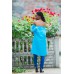 Boho Style Embroidered Assimetric Tunic "Summer Birds" Turquoise